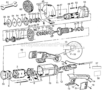 Page A Diagram and Parts List for DW882 Type 1 DeWALT Angle Grinder