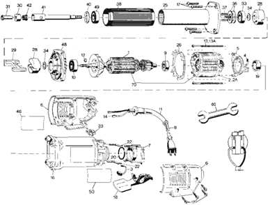 Page A Diagram and Parts List for DW887 Type 1 DeWALT Angle Grinder