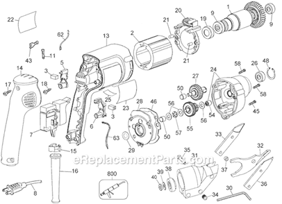 Page A Diagram and Parts List for DW890 Type 3 DeWALT Nibbler & Shears