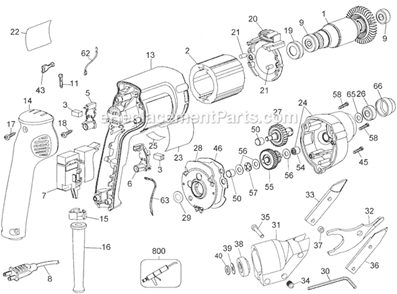 Page A Diagram and Parts List for DW891 Type 3 DeWALT Nibbler & Shears