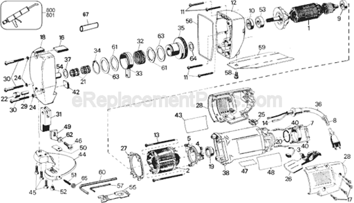 Page A Diagram and Parts List for DW892 Type 2 DeWALT Nibbler & Shears