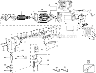 Page A Diagram and Parts List for DW893 Type 2 DeWALT Nibbler & Shears