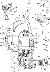Page A Diagram and Parts List for DW895 Type 1 DeWALT Nibbler & Shears