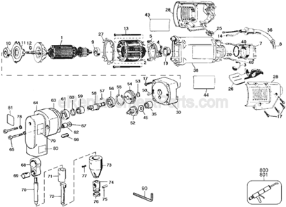 Page A Diagram and Parts List for DW898 Type 2 DeWALT Nibbler & Shears