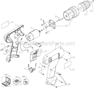 Page A Diagram and Parts List for DW925 Type 1 DeWALT Cordless Drill