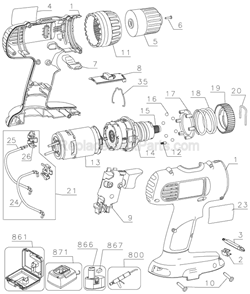 Part Location Diagram of 397147-09 DeWALT Clamshell Set