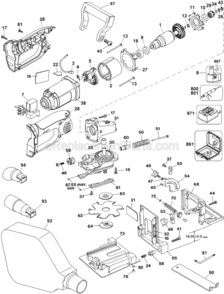 Page A Diagram and Parts List for DW931 Type 1 DeWALT Planer Jointer