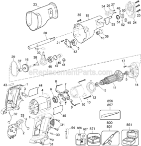 Page A Diagram and Parts List for DW938 Type 2 DeWALT Reciprocating Saw