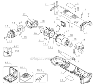 Page A Diagram and Parts List for DW955K Type 1 DeWALT Cordless Drill