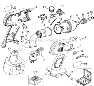 Page A Diagram and Parts List for DW967K Type 2 DeWALT Impact Driver