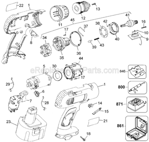 Part Location Diagram of 397361-01 DeWALT Clamshell Set