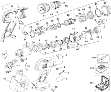 Part Location Diagram of 385476-00 DeWALT Clutch Mech.