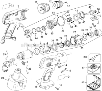 Part Location Diagram of 392665-02 DeWALT Clamshell Set
