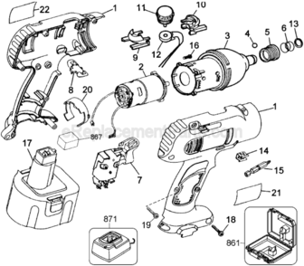 Page A Diagram and Parts List for DW977B Type 2 DeWALT Impact Driver