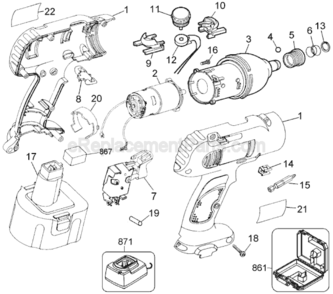 Page A Diagram and Parts List for DW977 Type 1 DeWALT Impact Driver