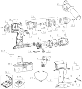 Part Location Diagram of 622858-02 DeWALT Clamshell