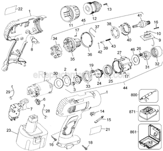 Page A Diagram and Parts List for DW995B Type 3 DeWALT Cordless Drill