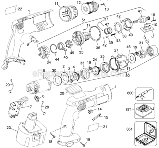 Page A Diagram and Parts List for DW996 Type 3 DeWALT Cordless Drill