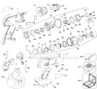 Page A Diagram and Parts List for DW997K-B2 Type 1 DeWALT Hammer Drill