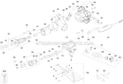 Page A Diagram and Parts List for DWC860W Type 1 DeWALT Tile Saw