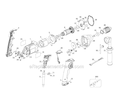 Page A Diagram and Parts List for DWD220 Type 1 DeWALT Electric Drill