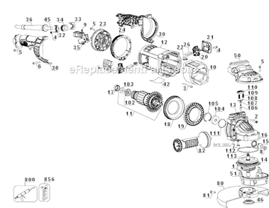 Page A Diagram and Parts List for DWE4559CN Type 1 DeWALT Angle Grinder
