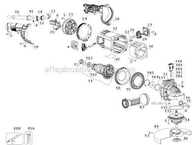 Page A Diagram and Parts List for DWE4559N Type 1 DeWALT Angle Grinder