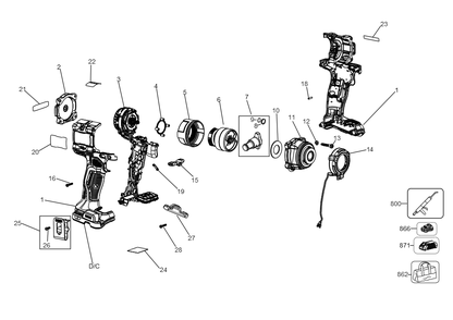 Part Location Diagram of DCB205G DeWALT Battery