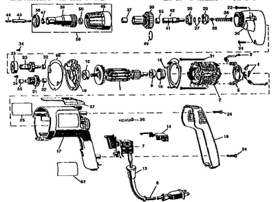 Unit Parts Diagram and Parts List for D280K-04 Type 1 DeWALT Screwdriver