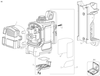 Default Diagram and Parts List for DW089K Type 1 DeWALT Laser Level
