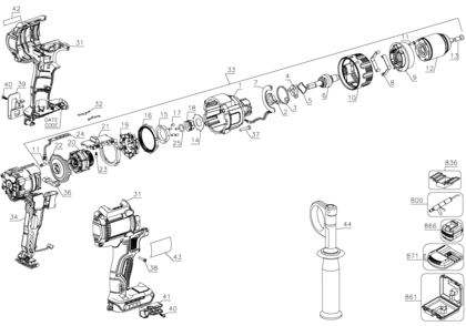 Page A Diagram and Parts List for DCD995B 3 DeWALT Hammer