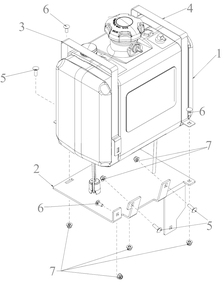 Fuel Tank Diagram and Parts List for DXGX554P (53AL8CS7038)(2021) DeWALT Lawn Tractor