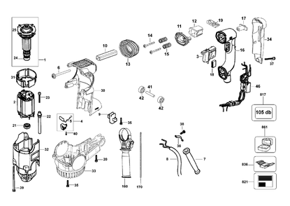 Part Location Diagram of N182449 DeWALT Armature, 115v