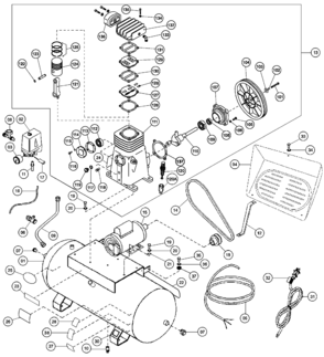 Default Diagram and Parts List for D55925FAR Type 1 DeWALT Compressor