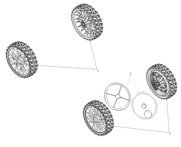 Wheels Diagram and Parts List for DCMWSP244 (18AEU2C2738)(2021) DeWALT Lawn Mower