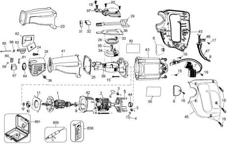 Page A Diagram and Parts List for DW303MK 1 DeWALT Reciprocating Saw