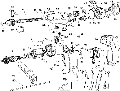 Exploded Diagram A Diagram and Parts List for DW505KSLW Type 2 DeWALT Drill