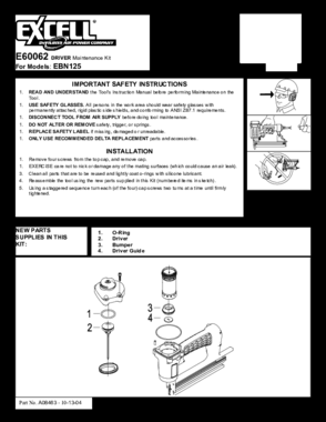 Default 4 Diagram and Parts List for EBN200-BDK Type 1 DeWALT Nailer