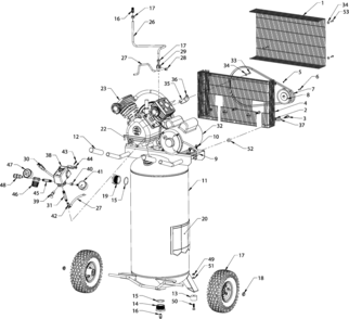 Default Diagram and Parts List for DXCMLA1682066 Type 0 DeWALT Compressor