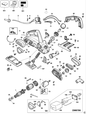Page A Diagram and Parts List for DW678K-B2 2 DeWALT Planer Jointer