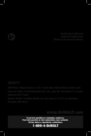 Default 2 Diagram and Parts List for DCS577B Type 1 DeWALT Circular Saw