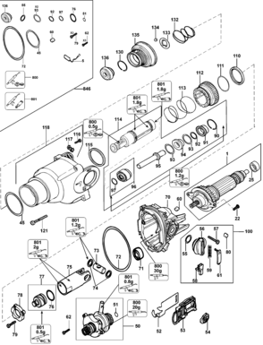 Part Location Diagram of 496248-00 DeWALT ARMATURE ASSY.