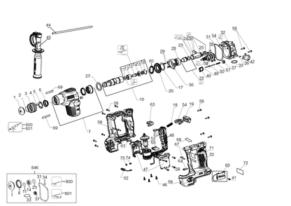 Exploded Diagram B Diagram and Parts List for DCH172B Type 1 DeWALT Hammer Drill