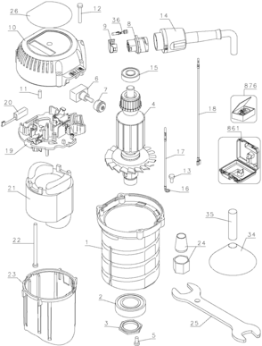 Motor Assembly Diagram and Parts List for DW616K Type 1 DeWALT Router