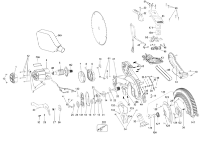 Exploded Diagram A Diagram and Parts List for DWS716XPS Type 21 DeWALT Table Saw