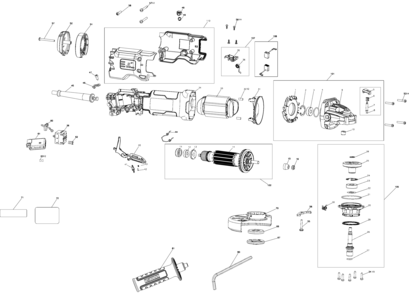 Default Diagram and Parts List for DWE4314N-B2 Type 1 DeWALT Angle Grinder