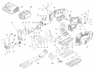Diagram Diagram and Parts List for DCS334BR Type 1 DeWALT Jig Saw