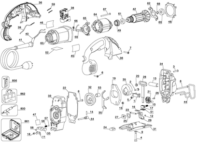 Page A Diagram and Parts List for DW317N Type 3 DeWALT Jig Saw