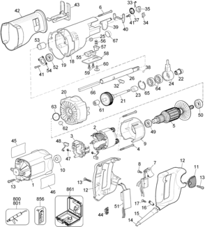 Page A Diagram and Parts List for DW307K 2 DeWALT Reciprocating Saw