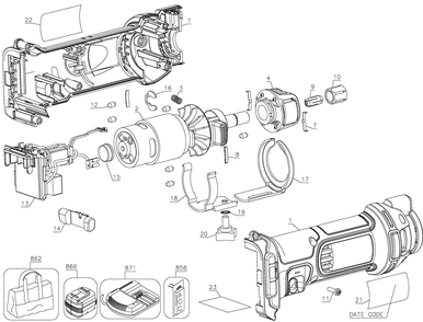 Page A Diagram and Parts List for DCS551B 2 DeWALT Grinder